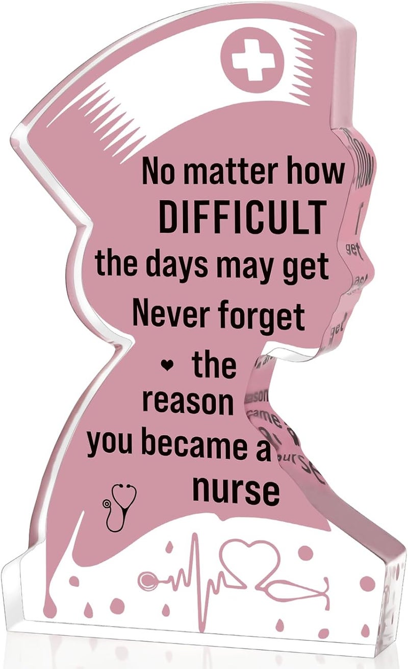 LuoHere Nurse Graduation Gift for Women RN Nurse Week Inspiration Gifts Cool Nurses Day Appreciation Gifts Christmas Birthday Gifts for New Future Nurse Motivational Acrylic Plaque Keepsake Desk Decor - Image 1